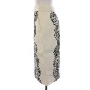 Max Mara タイト スカート ひざ丈 ペイズリー柄 総柄 38 M 白 ホワイト 黒 /YM