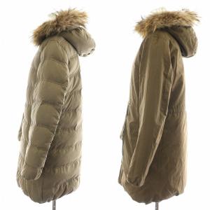 Deuxieme Classe ダウンコート リバーシブル ロング ジップアップ フード チェイニーズラクーンファー 36 S カーキ