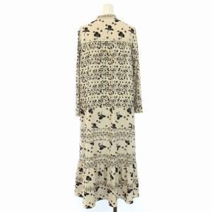 Diagram GRACE CONTINENTAL パッチワークパターンワンピース ロング 長袖 花柄 36 S ベージュ 黒 ブラック 03204 31077-00