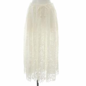 Grace Class 21AW ローズレースギャザースカート ロング マキシ 刺繍 花柄 ウエストゴム 36 S 白 ホワイト 0221321007