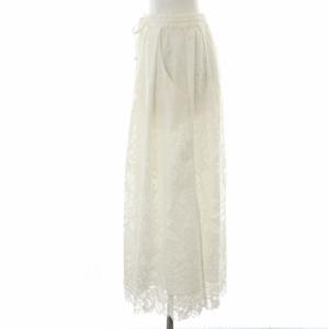 Grace Class 21AW ローズレースギャザースカート ロング マキシ 刺繍 花柄 ウエストゴム 36 S 白 ホワイト 0221321007