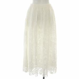 Grace Class 21AW ローズレースギャザースカート ロング マキシ 刺繍 花柄 ウエストゴム 36 S 白 ホワイト 0221321007