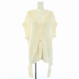 23SS メッシュ2wayニットトップカーディガン セーター ノースリーブ リネン混 36 S 白 アイボリー
