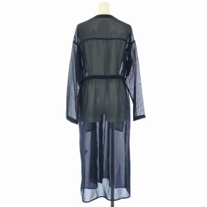 Diagram GRACE CONTINENTAL ドローコードギャザーシアーシャツワンピース ひざ丈 長袖 36 S 紺 ネイビー