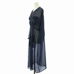 Diagram GRACE CONTINENTAL ドローコードギャザーシアーシャツワンピース ひざ丈 長袖 36 S 紺 ネイビー