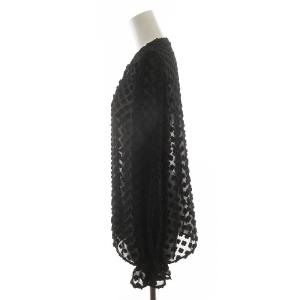 GRACE CONTINENTAL カーディガン 長袖 フラワーモチーフ 総柄 シアー Vネック シースルー 38 M 黒 ブラック