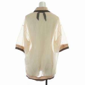 N°21 ポロシャツ シアー シースルー ライン 切替 半袖 XXS ピンク 黒 ブラック