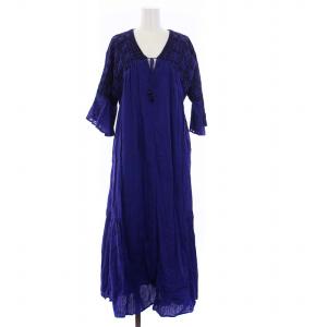 NE QUITTEZ PAS! Cotton Jacquard Embroidery Dress ワンピース 七分袖 ロング 刺繍 F