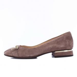 TOD'S ダブルT パンプス チャンキーヒール スクエアトゥ スエード 37 24cm 茶 ブラウン