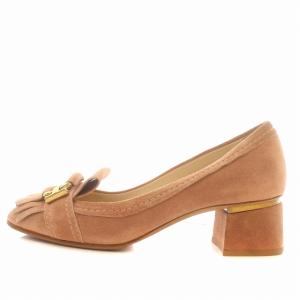 TOD'S パンプス チャンキーヒール スウェード ローファー 36.5 23.5cm ピンク