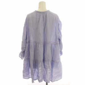 23区 24SS LIBECO リネン 麻 ティアード チュニック ブラウス 七分袖 38 M 水色 ライトブルー