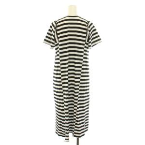 COMME des GARCONS COMME des GARCONS コムコム AD2020 ワンピース ロング クルーネック 半袖 ボーダー柄 XS 黒 ブラック 白 ホワイト