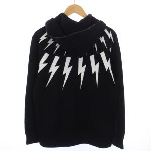 Neil Barrett サンダーボルト ジップアップ パーカー ジャケット S 黒 ブラック BJS110V E501S