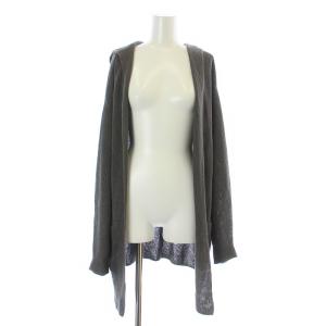 21SS LINO LENA ニットカーディガン フード ロング 長袖 トッパー 麻 リネン 38 M