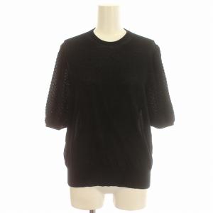 ニット 半袖 カットソー パフスリーブ コットン 1 S 黒 ブラック /G