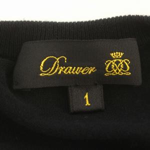 Drawer ニット 半袖 カットソー パフスリーブ コットン 1 S 黒 ブラック /G
