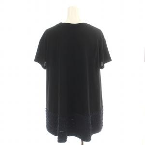 STELLA McCARTNEY Tシャツ カットソー 半袖 クルーネック 切替 フリル ギャザー 40 M 黒 ブラック 紺 ネイビー
