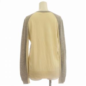 CYCLAS ニット カットソー バイカラー ウール 薄手 長袖 S グレー アイボリー