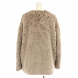 SNIDEL サスティナリッチファーコート ブルゾン ジャケット ショート ノーカラー フェイクファー ダブル F ピンクベージュ SWFC205088