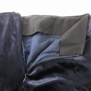 PRADA フレアスカート ベロア ひざ丈 スリット 36S S 紺 ネイビー