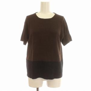13年製 ニット 半袖 シルク混 カットソー 40 M 茶 ブラウン 黒 /G