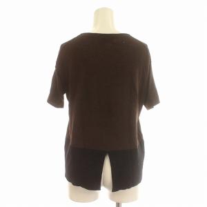 PRADA 13年製 ニット 半袖 シルク混 カットソー 40 M 茶 ブラウン 黒 /G