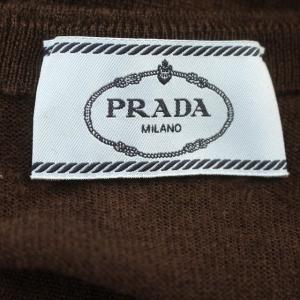 PRADA 13年製 ニット 半袖 シルク混 カットソー 40 M 茶 ブラウン 黒 /G