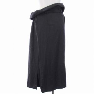 ENFOLD ドローストリングスカート ロング ベルト ウール 36 S グレー 300AA231-2660