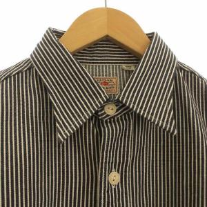 SUGAR CANE 東洋エンタープライズ ヒッコリーストライプ ワークシャツ 半袖 シャツ L ダークネイビー