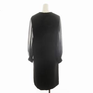 UNITED ARROWS UPCS ジョーゼット コンビ ワンピース シアー 長袖 ひざ丈 Iライン シースルー 36 S 黒 ブラック 1526-672-3435