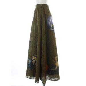 Ameri VINTAGE 22SS FLORENCE JACQUARD LACE SKIRT フレアスカート ロング マキシ 総レース ペイズリー プリント
