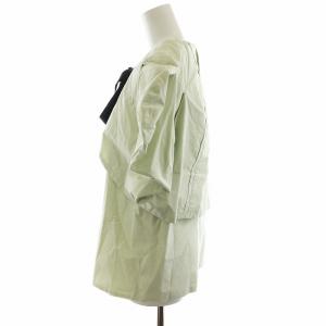 ブラウス ケープ リボン シルク混 ライトグリーン（2024/09/21買取