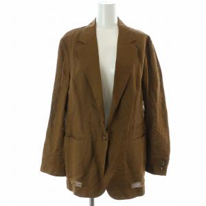 テーラードジャケット 麻 リネン 背抜き シングル 1B ノーベント 7 S 茶 ブラウン /KL JS