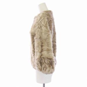 Drawer ラムファージャケット 七分袖 ジップアップ 毛皮 レザー 36 ベージュ 6523-299-0006