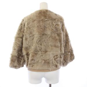 Drawer ラムファージャケット 七分袖 ジップアップ 毛皮 レザー 36 ベージュ 6523-299-0006