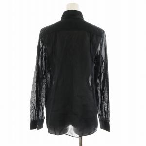 Drawer シャツ ブラウス 長袖 ボウタイ シアー シースルー シルク 絹 36 S 黒 ブラック