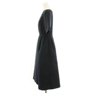 CELFORD トリプルクロスフレアワンピース フレア タック ミモレ ロング 半袖 38 M 紺 ネイビー CWF0184042