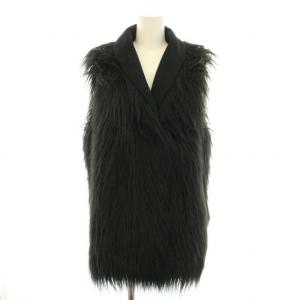 ファーベスト 前開き ジレ アウター フェイクムートン 38 S 黒 ブラック