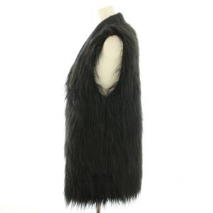 ARMANI JEANS ファーベスト 前開き ジレ アウター フェイクムートン 38 S 黒 ブラック