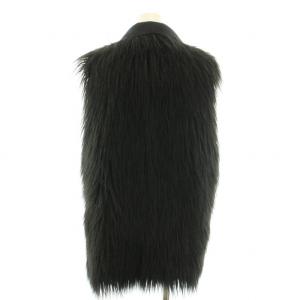 ARMANI JEANS ファーベスト 前開き ジレ アウター フェイクムートン 38 S 黒 ブラック