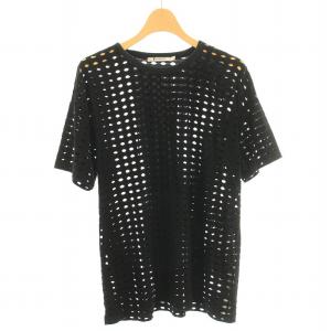 Tシャツ カットソー 半袖 クルーネック カッティング XS 黒 ブラック /BB