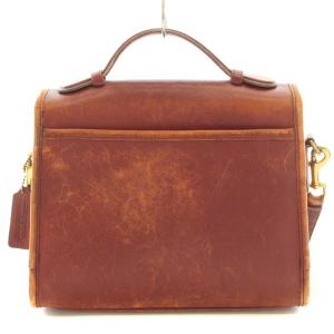 COACH 2WAY ショルダーバッグ ハンドバッグ レザー ターンロック式 ロゴチャーム 茶 ブラウン 9870