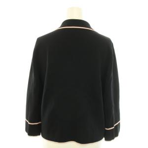 EMPORIO ARMANI ニットジャケット テーラードジャケット シングル 3B ノーベント ハイゲージ バイカラー 40 M 黒 ブラック ピンク