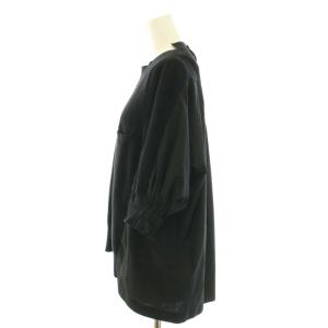 sacai ニット ブラウス カットソー 七分袖 ニット切替 タック 1 S 黒 ブラック