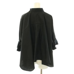 sacai 21SS シャツ ブラウス カットソー ハイネック 半袖 切替 2 M 黒 ブラック