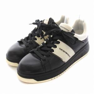 EMPORIO ARMANI スニーカー ローカット シューズ US9 27cm 黒 ブラック 白 ホワイト
