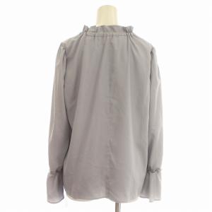 BLUE LABEL CRESTBRIDGE マイクロピーチスパンスタンドフリルブラウス シャツ ブラウス 長袖 38 M グレー