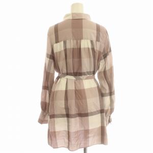 BLUE LABEL CRESTBRIDGE 19SS シャツ ブラウス 長袖 チェック柄 ベルト付き 38 M ピンク