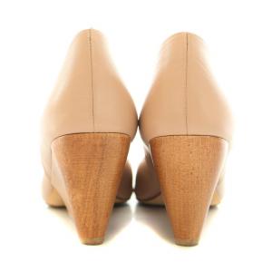 PELLICO SUNNY サイドカットポインテッドトゥパンプス チャンキーヒール レザー 38 25cm ピンクベージュ