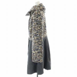 TO BE CHIC コート ジャケット ツイード切替 ハイネック タック 大きいサイズ44 XL グレー